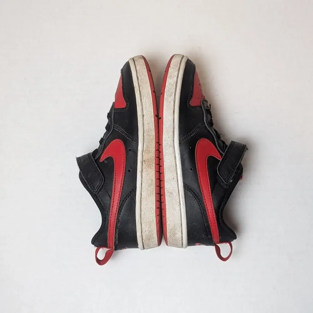 Nike Court Borough Low 2 Leather Sneakers Size 13.5C Black Red Shoes BQ5451-007